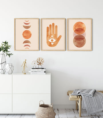 Mid-Century Modern Art Print, Set of 3 Minimalist Prints